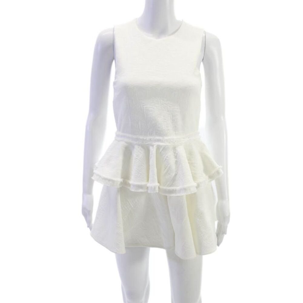 Prose & Poetry Womens Mini Dress White Sleeveless Round Neck Zip Size XS